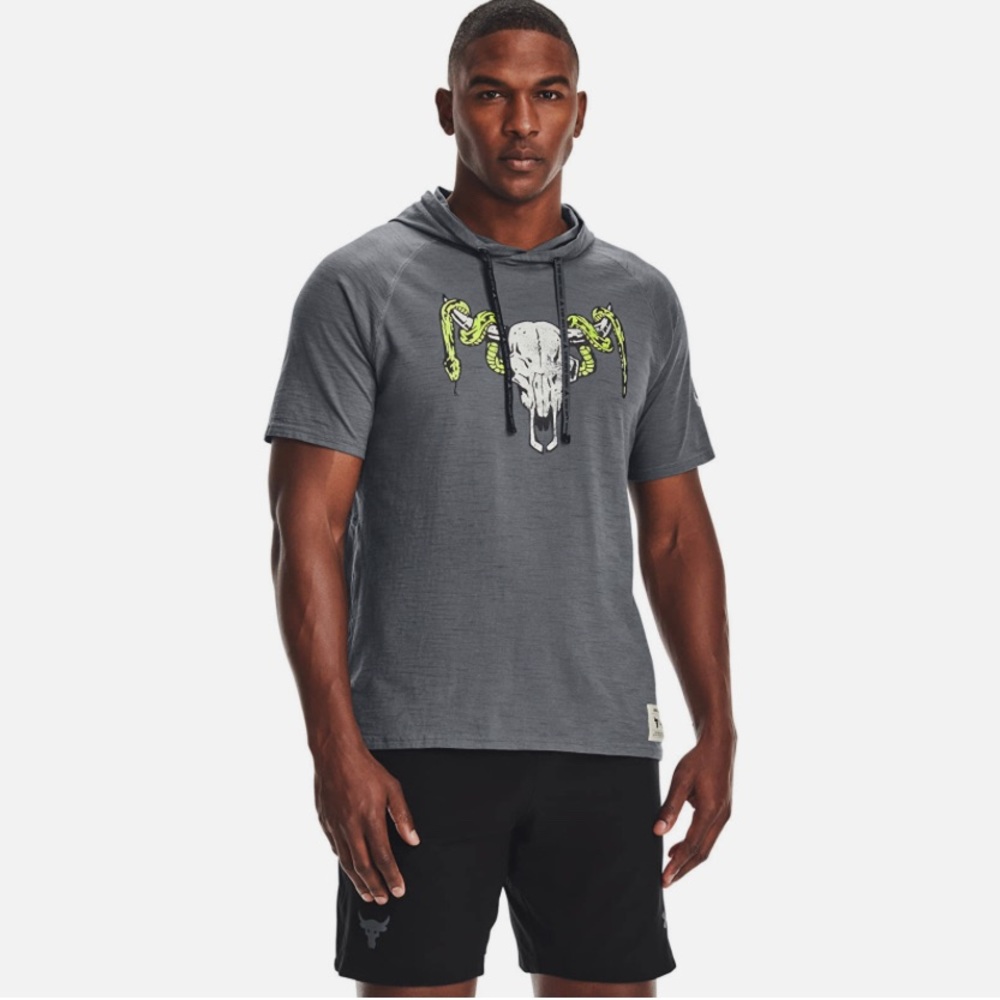Under Armour Project Rock hooded tshirt. Men’s size Large